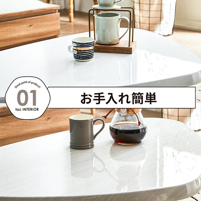 ローテーブル 幅110cm 三角 変形 ハイグロス UV塗装