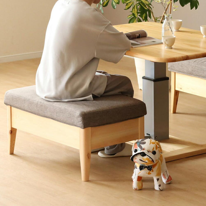 ダイニングセット 3人 幅130cm 昇降式 国産ひのき 無垢材 チェア ファブリック 北欧
