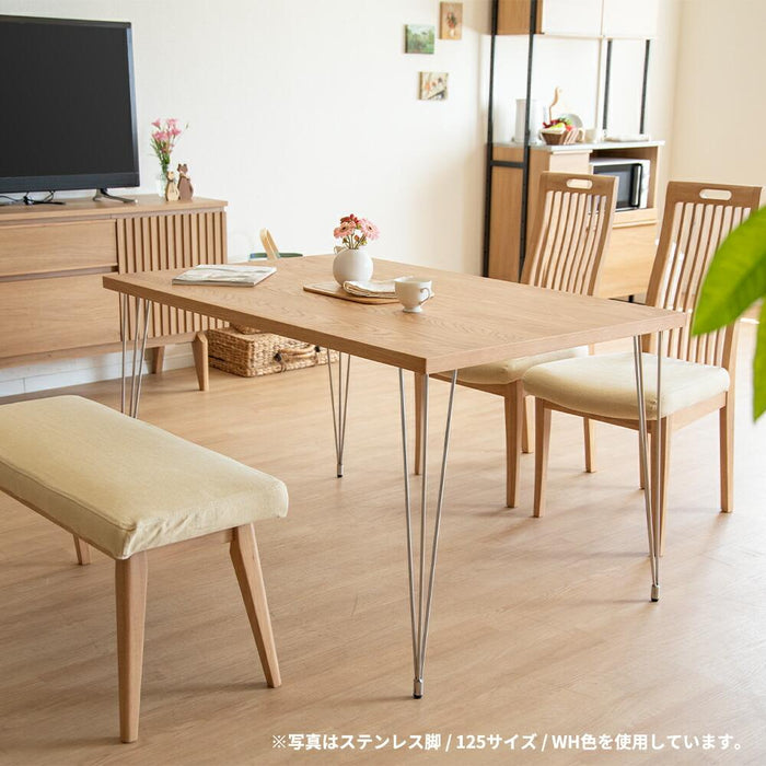 ダイニングテーブル 2人 4人 幅125cm 突板 UV塗装 ステンレス脚 カフェ