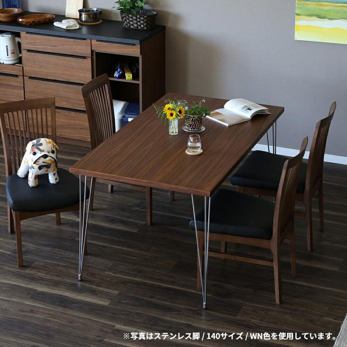 ダイニングテーブル 2人 4人 幅140cm 突板 UV塗装 ステンレス脚 カフェ