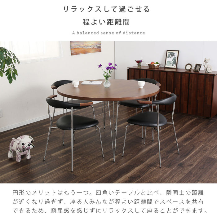 ダイニングテーブル 2人 4人 幅120cm 丸テーブル 突板 ステンレス脚 カフェ