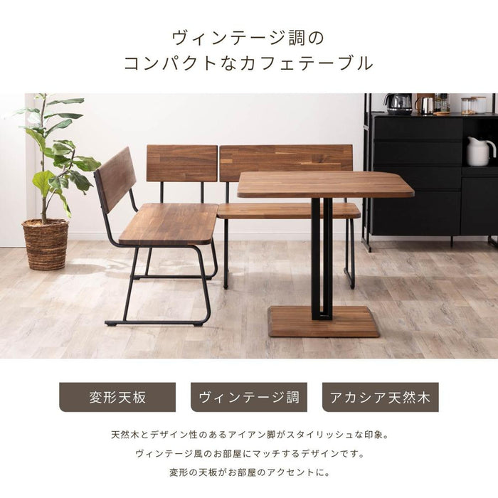 ダイニングテーブル 2人 幅80cm 正方形 スチール脚 アカシア 無垢材