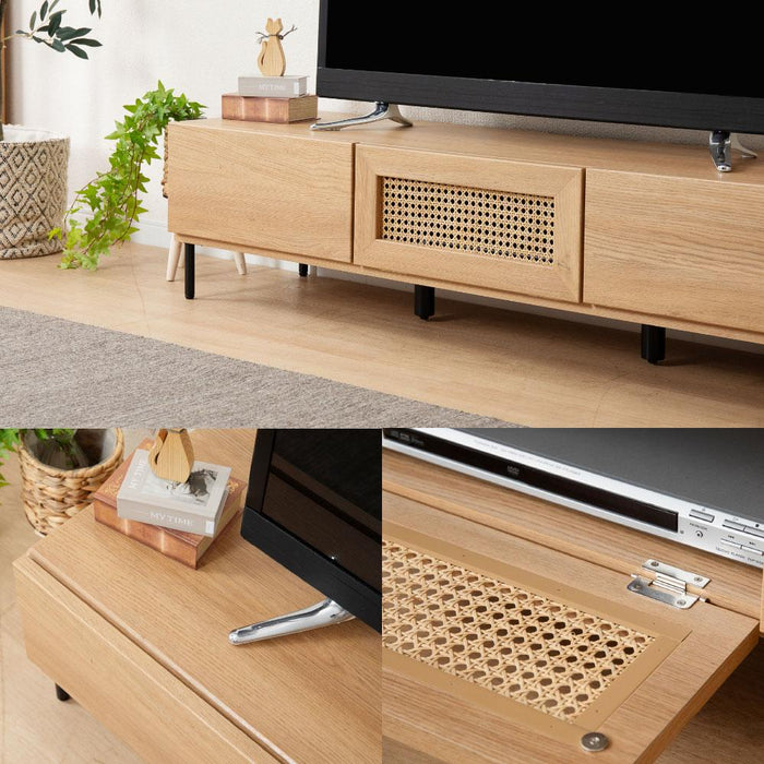 テレビボード 幅140cm 天然ラタン オーク調 北欧
