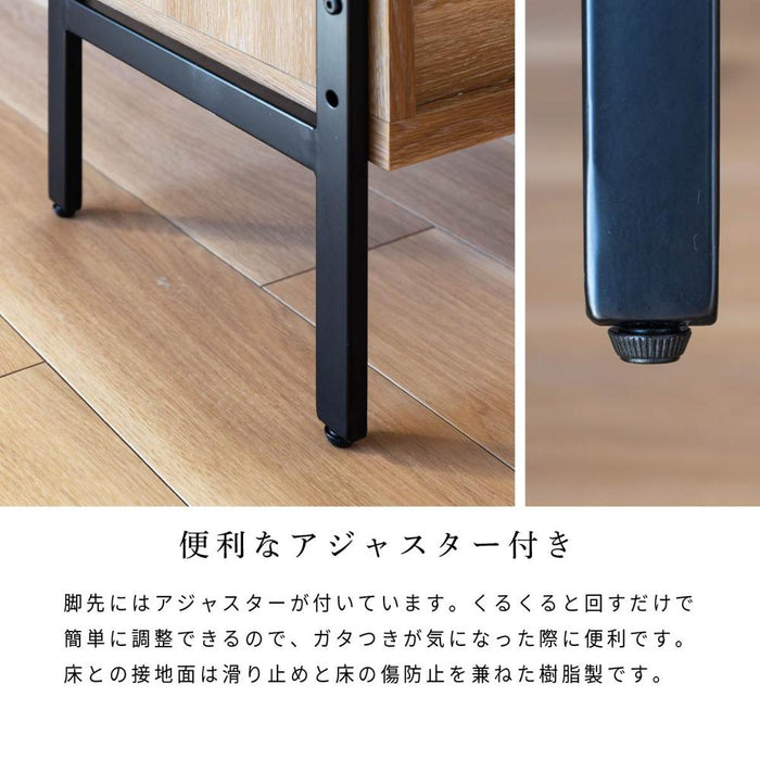 シェルフ 幅80cm ミドルタイプ オーク調 スチール脚 収納 棚3段