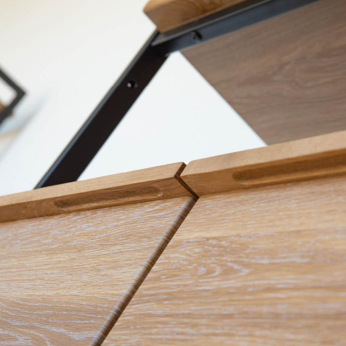 シェルフ 幅80cm ミドルタイプ オーク調 スチール脚 収納 棚3段