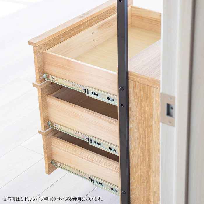 シェルフ 幅80cm ミドルタイプ オーク調 スチール脚 収納 棚3段