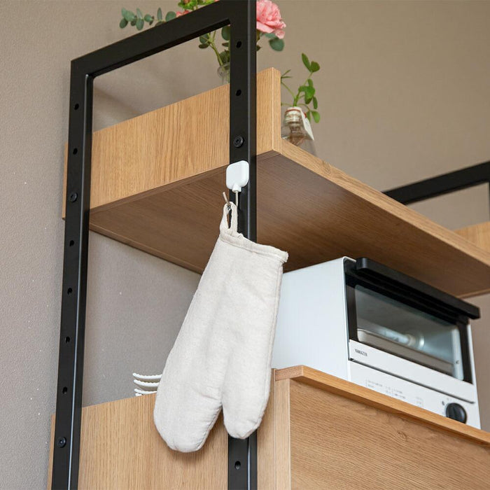 キッチンボード 幅60cm 天然ラタン オーク調 スチール脚 背面化粧