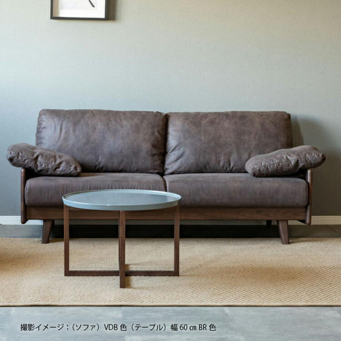 サイドテーブル 幅60cm レッドオーク 無垢材 丸テーブル UV塗装