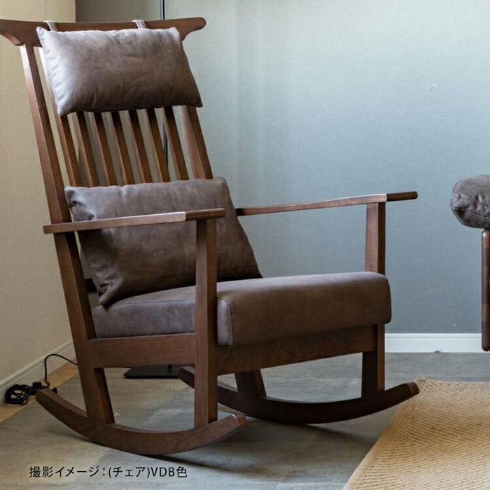 ロッキングチェア 幅71cm レッドオーク 無垢材 レザー調 ファブリック 高級