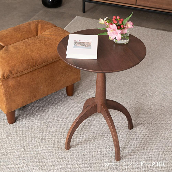 サイドテーブル 幅45cm レッドオーク 無垢材 丸テーブル