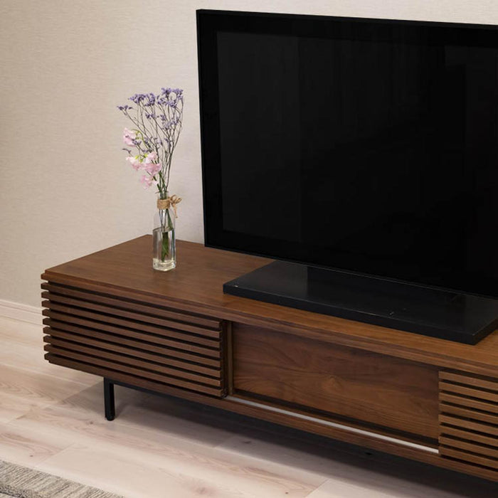 テレビボード  ローボード 145 cm 収納 北欧 テレビボード 脚 格子 ルーバー ウォールナット