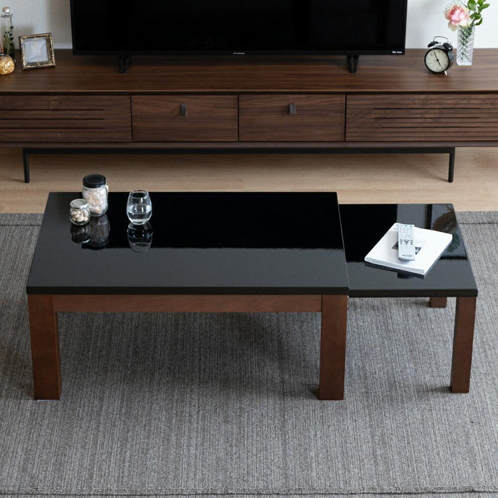ローテーブル  センター ロータイプ 伸長式テーブル 鏡面 北欧 UV塗装  90cm 150cm ウォールナット