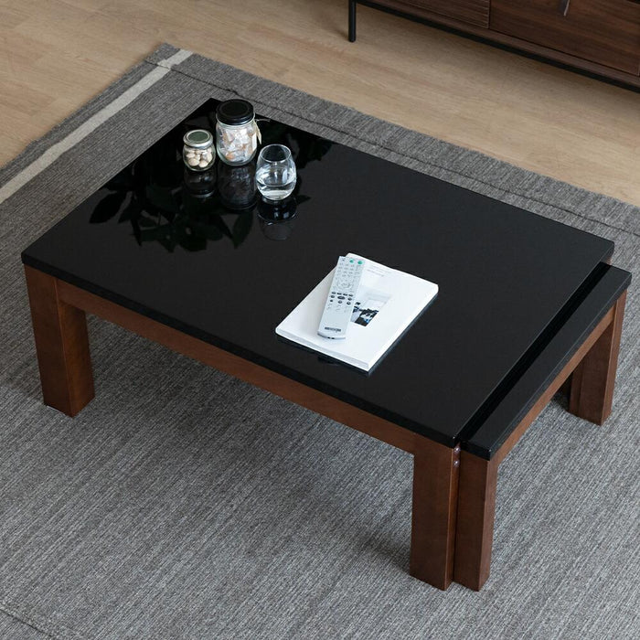 ローテーブル  センター ロータイプ 伸長式テーブル 鏡面 北欧 UV塗装  90cm 150cm ウォールナット