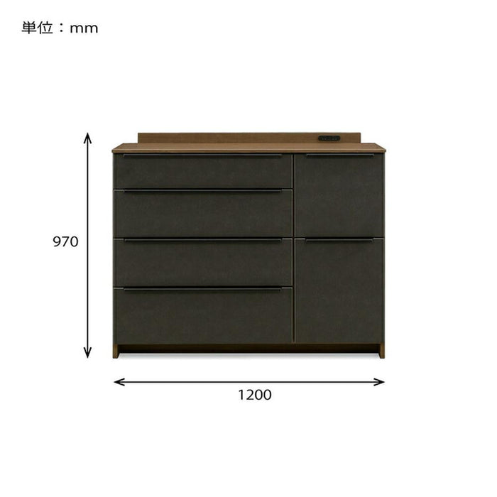 キッチンカウンター 食器棚 120cm  北欧 キッチンボード カウンター  セラミック調  カップボード