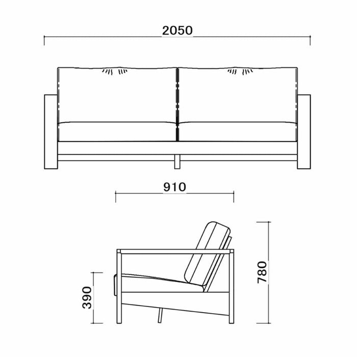 ソファ 3人 I字 205 cm 3人 北欧  クッション 耐圧分散 ポケットコイル  ダイニングチェア