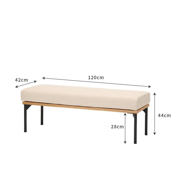 ダイニングベンチ 北欧 オーク 120cm ソファベンチ クッション