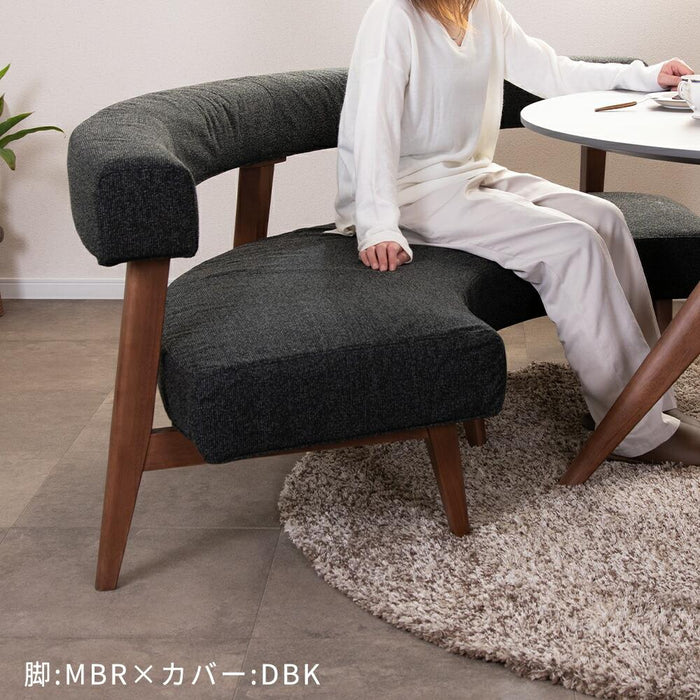 ベンチ ラウンドベンチ チェア 3人  202cm ラバーウッド 無垢材