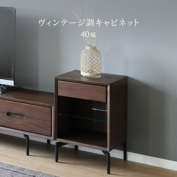 キャビネット 北欧 サイドボード 40cm 脚 パイン材 収納 棚 ガラス棚