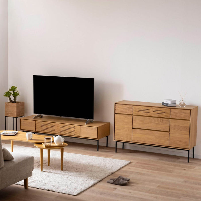 サイドボード 120cm   キャビネット オーク   収納 背面化粧  テレビボード