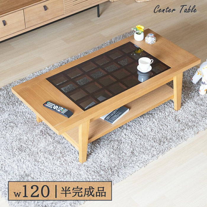 センターテーブル ローテーブル ガラス 北欧 120cm ウォールナット タモ材