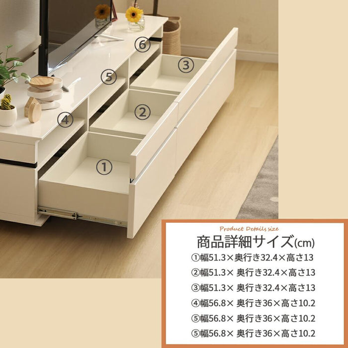 テレビボード ロータイプ ローボード 180cm 北欧 テレビ台 デハイグロス  鏡面