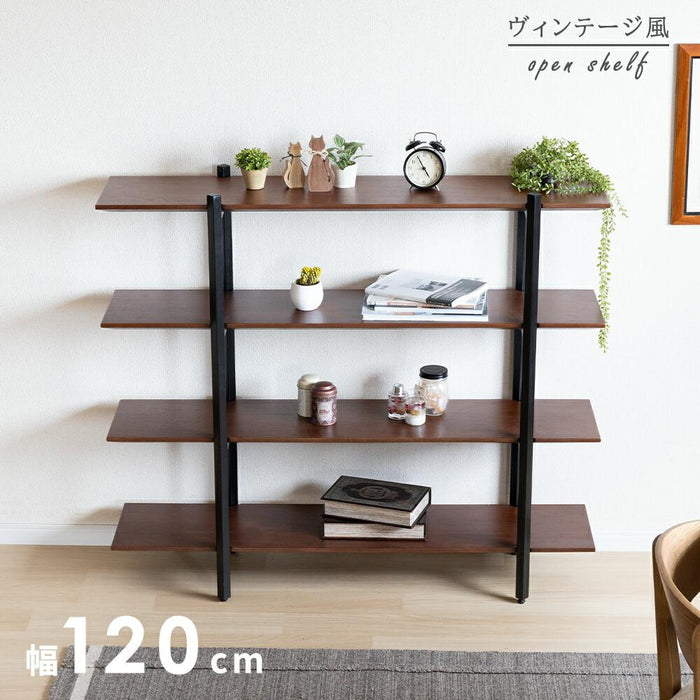 オープンラック 120cm シェルフ L字 収納 北欧 ウォールナット オーク