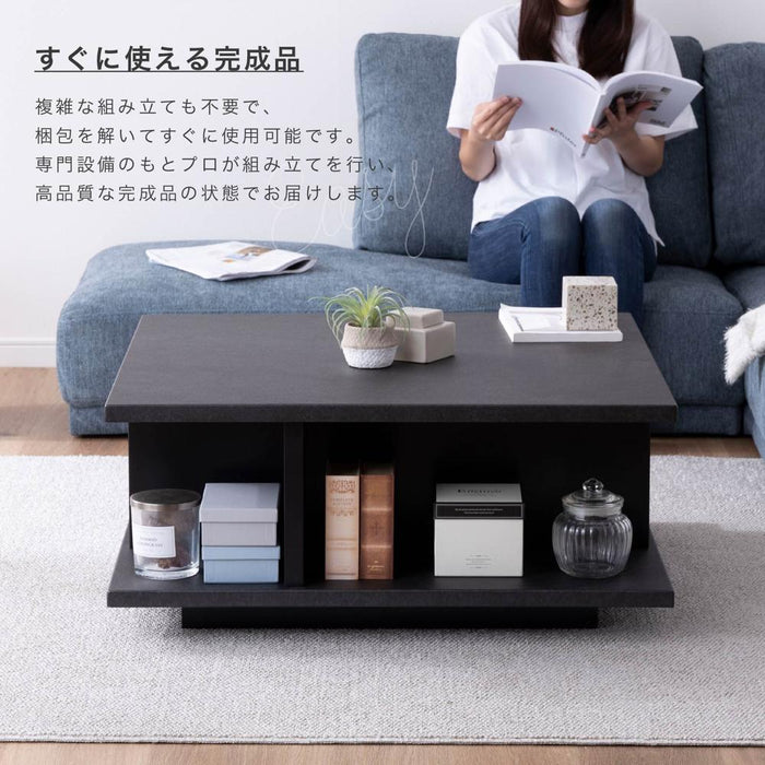 センターテーブル ローテーブル 収納 80cm 正方形 セラミック調 ウォールナット 高級 スクエア