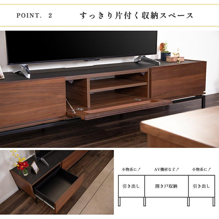 テレビボード  80cm テレビ台ローボード 脚  収納 高級感 セラミック柄天板 無垢 ウォールナット