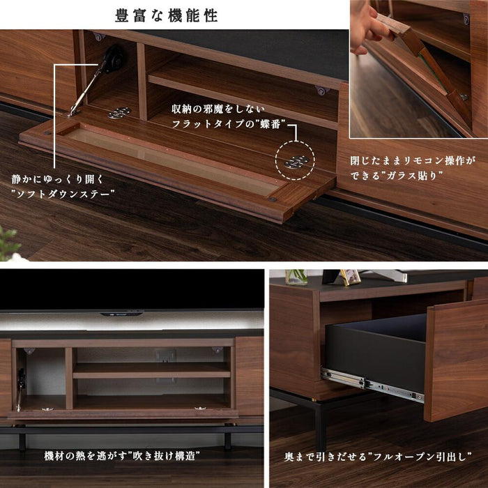 テレビボード  80cm テレビ台ローボード 脚  収納 高級感 セラミック柄天板 無垢 ウォールナット