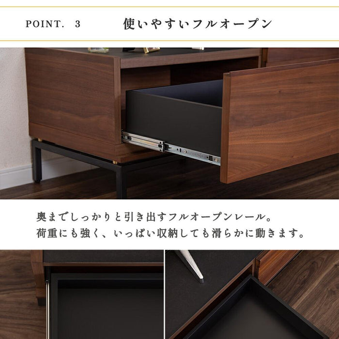 テレビボード  80cm テレビ台ローボード 脚  収納 高級感 セラミック柄天板 無垢 ウォールナット