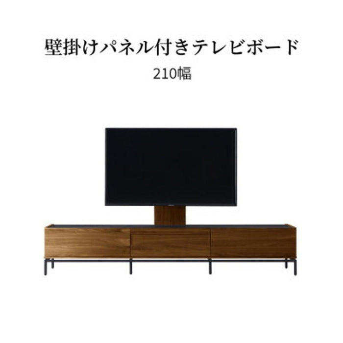 テレビボード 壁掛けパネル 210cm テレビ台 ローボード 脚 収納 高級感 セラミック柄天板 無垢 ウォールナット