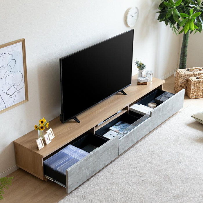 テレビボード 220cm ローボード  セラミック調  コンクリート調 テレビ台