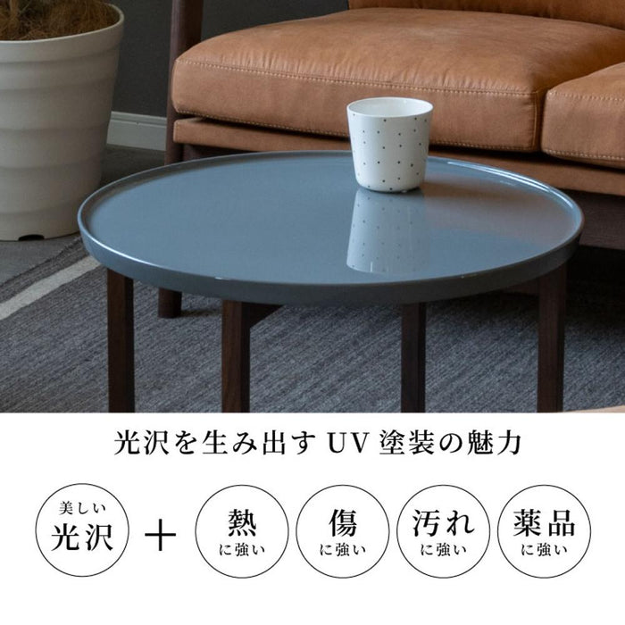 サイドテーブル 幅45cm レッドオーク 無垢材 丸テーブル UV塗装