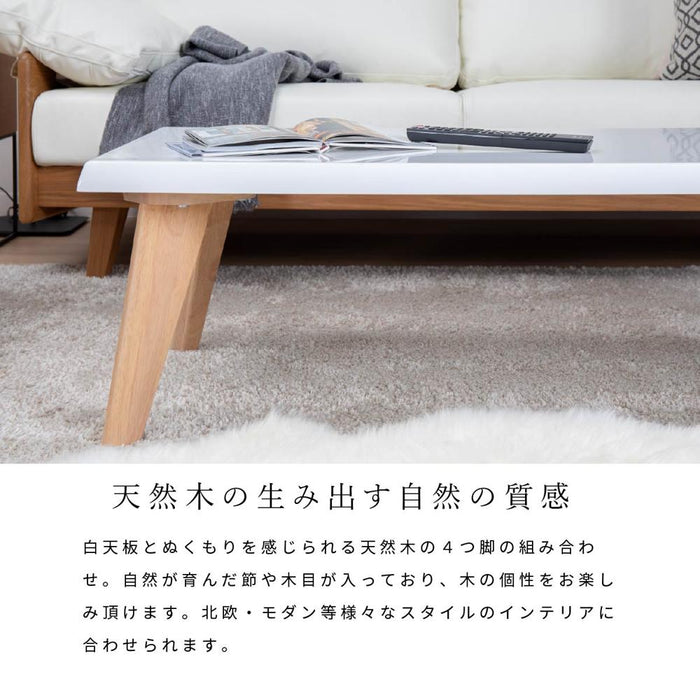 ローテーブル 110幅 北欧 白 センターテーブル おしゃれ 長方形 リビング 光沢 仕上げ UV塗装 木製 ホワイト 白木目 カフェ ロータイプ かわいい シンプル パソコンデスク コーヒー 在宅 送料無料