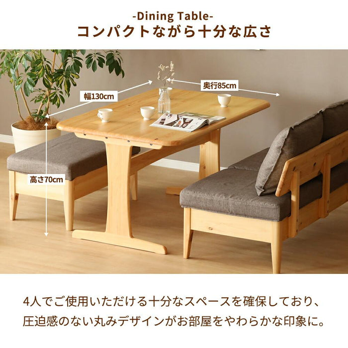 ダイニングテーブル 国産 ヒノキ 長方形 幅 130 cm 4人用 おしゃれ 北欧 テーブル 木製 ひのき コンパクト シンプル きれい ナチュラル 自然 リビングテーブル 2本脚 二本脚 木 オーク 単品 送料無料