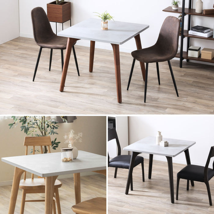 ダイニングテーブル 2人 幅80cm 正方形 メラミン天板 石目調 モダン