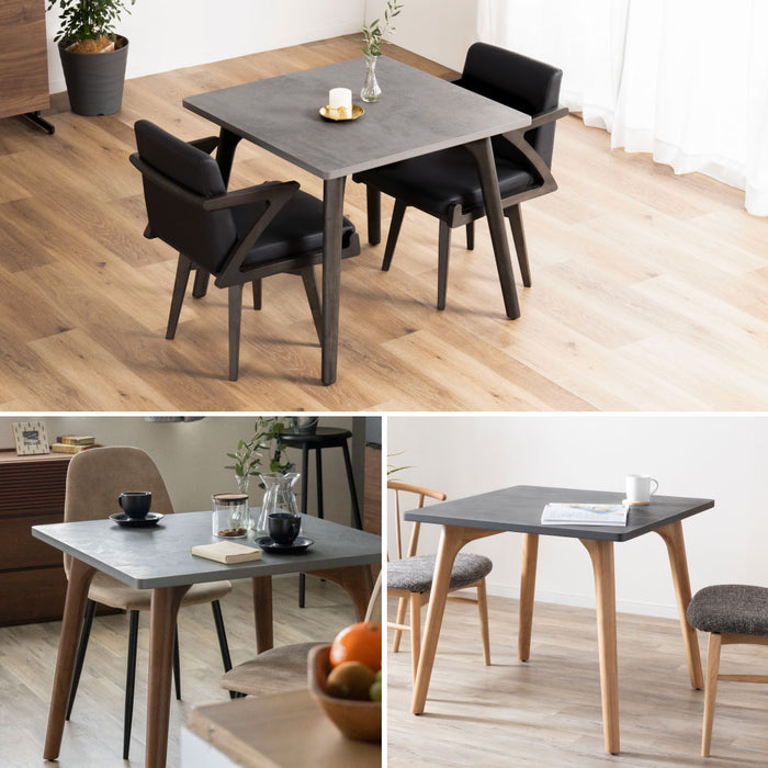 ダイニングテーブル 2人 幅80cm 正方形 メラミン天板 石目調 モダン