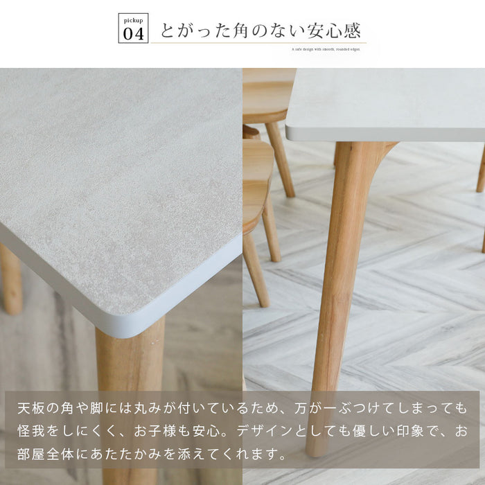 ダイニングテーブル 2人 幅80cm 正方形 メラミン天板 石目調 モダン