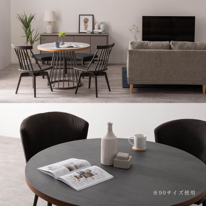 ダイニングテーブル 2人 4人 幅90 110cm メラミン天板 アイアン脚 丸テーブル