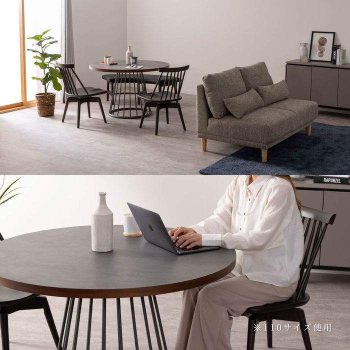 ダイニングテーブル 2人 4人 幅90 110cm メラミン天板 アイアン脚 丸テーブル