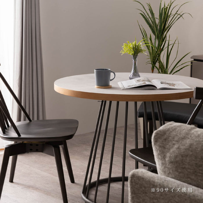 ダイニングテーブル 2人 4人 幅90 110cm メラミン天板 アイアン脚 丸テーブル