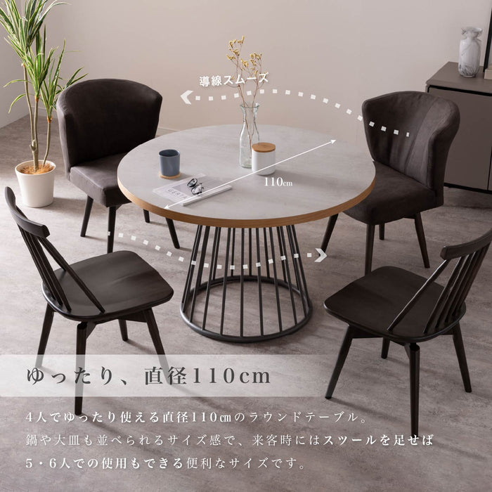 ダイニングテーブル 2人 4人 幅90 110cm メラミン天板 アイアン脚 丸テーブル