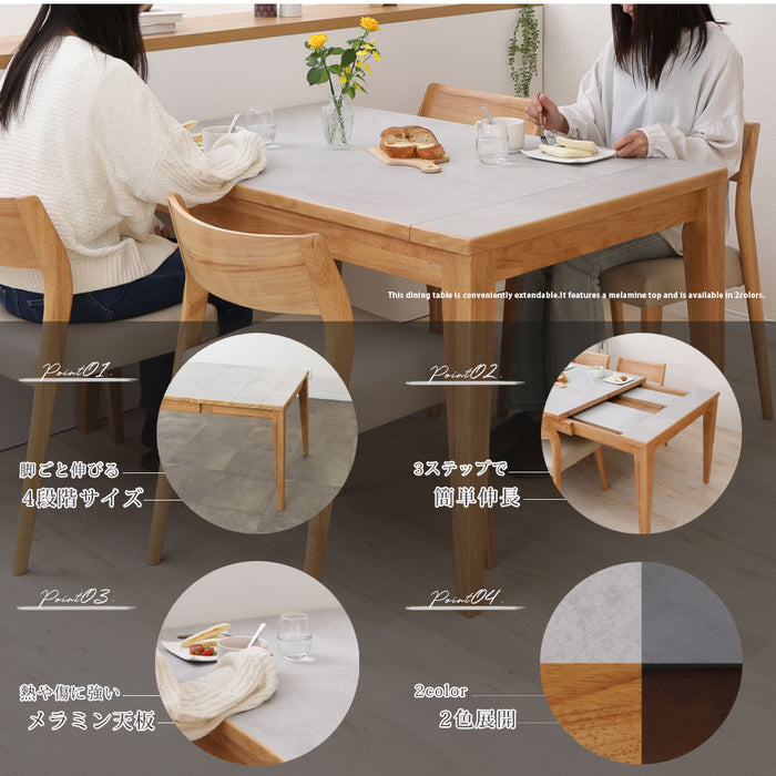 ダイニングテーブル 4人 6人 幅130 180cm 伸長 メラミン天板 北欧