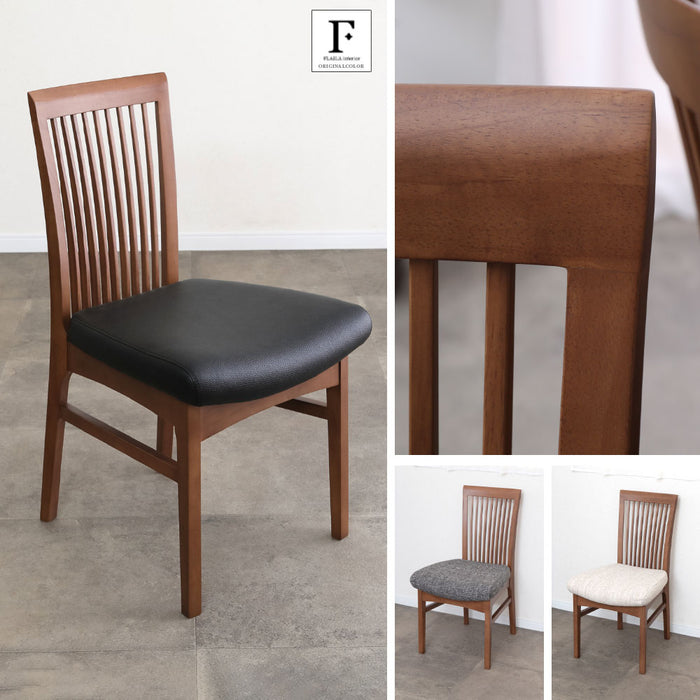 ダイニングチェア 2脚セット 幅46cm 無垢材 PVC ファブリック 北欧