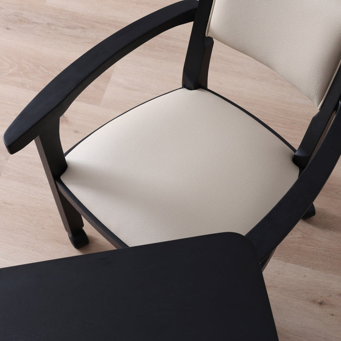 ダイニングチェア 幅53.5cm テーブル付き キャスター 無垢材 デスクチェア