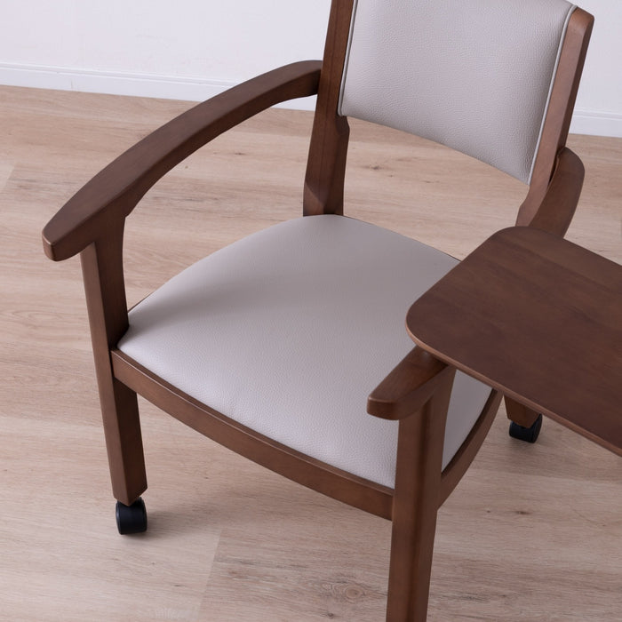 ダイニングチェア 幅53.5cm テーブル付き キャスター 無垢材 デスクチェア