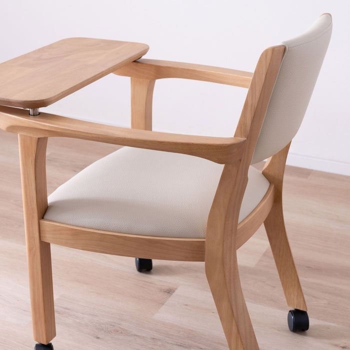 ダイニングチェア 幅53.5cm テーブル付き キャスター 無垢材 デスクチェア