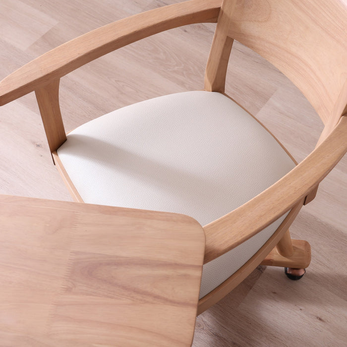 ダイニングチェア 幅53.5cm テーブル付き キャスター 無垢材 デスクチェア