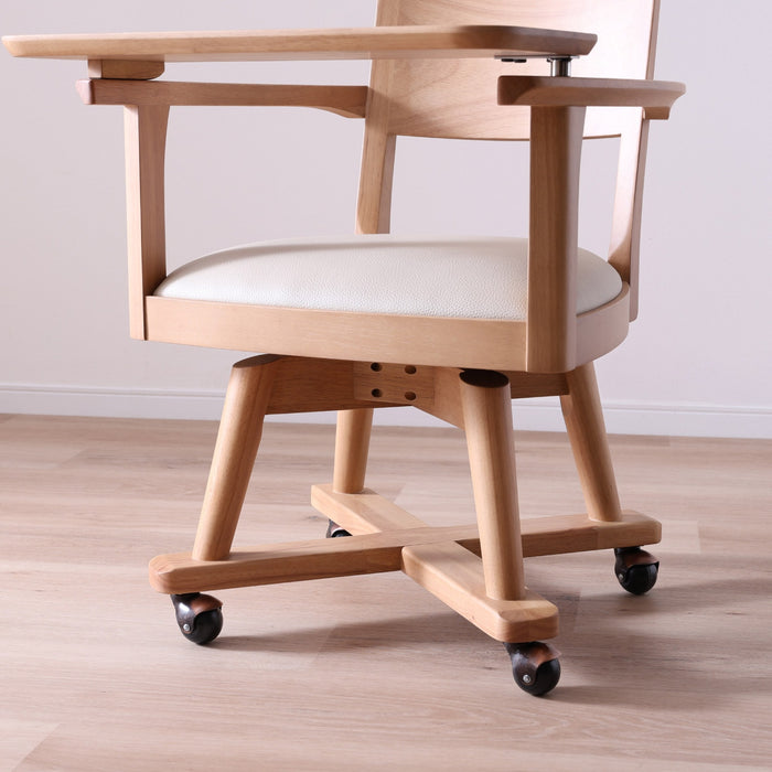 ダイニングチェア 幅53.5cm テーブル付き キャスター 無垢材 デスクチェア
