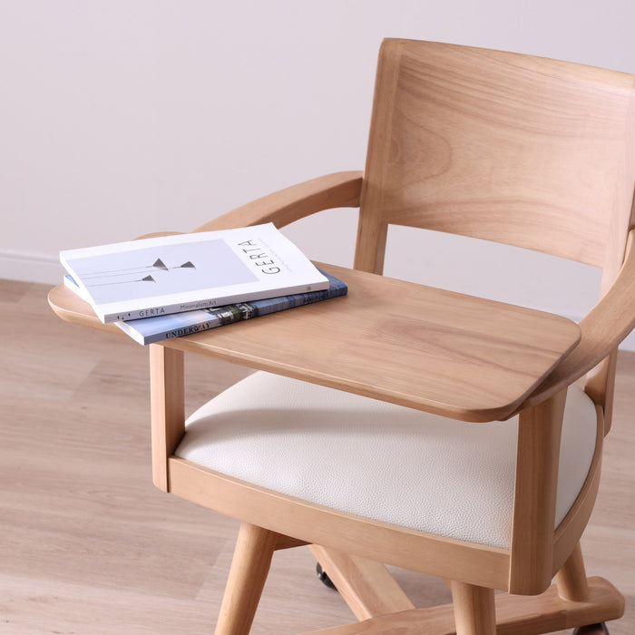 ダイニングチェア 幅53.5cm テーブル付き キャスター 無垢材 デスクチェア